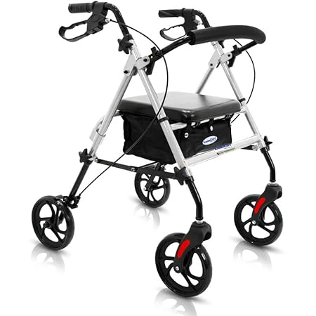 Kosmocare Folding Rollator Walker with Seat & Removable Back Support | Walker for Old People with Wheels | Lightweight Walkers for Seniors |...