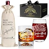 Pokolllee EST 2025 Geschenk für Paten, 425 ml, Geschenk zum ersten Mal für Paten, Paten, Antragsgeschenk, EST 2025 Schwangerschaftsankündigung, Weinglas, Geschenk für Paten