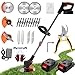 Strimmer, Garden Strimmer With Metal Blades, Cordless Strimmer With 2 Batteries And UK Charger, Retractable and adjustable, rotating blade 90°, Grass Trimmer Suitable for Home Gardens, Lawns, Bushes