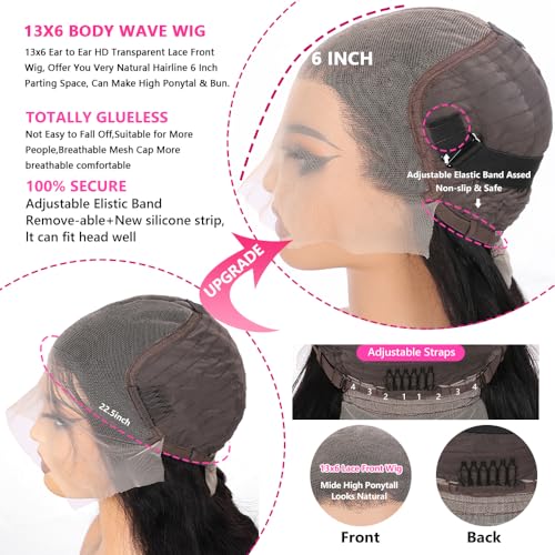 mogge 30 Inch 13x6 Lace Front Wigs Human Hair 200% Density Body Wave HD Lace Front Wigs Human Hair Pre Plucked Baby Hair Glueless Wigs Human Hair Lace Front Wigs for Women Body Wave Wig Natural Color - Image 4