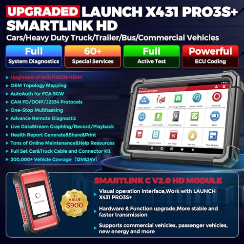 Launch X431 Pro3S+Smartlink Hd Heavy Duty Truck Scanner,2024 Top Diesel&Gasoline Bidirectional Diagnostic Scan Tool thumb #6