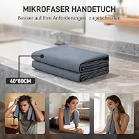 HENMI Mikrofaser Handtuch Grau 40x80 cm, Schnelltrocknend Handtücher – Ansicht 4