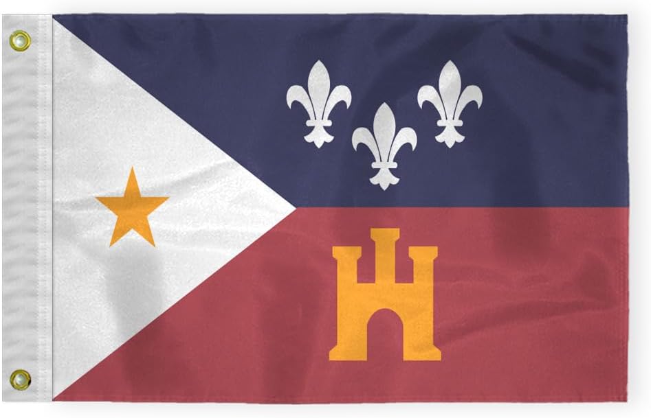 AGAS Acadiana Flag 2 x 3 ft Outdoor 200D Nylon Double Stitched Hem Rust Proof Brass Grommets Canvas Header French Louisiana Flag