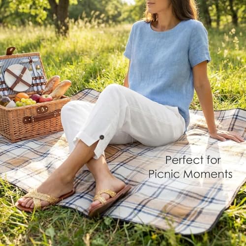 Image of Linen Pants Women 2026 Summer Beach Vacation Trousers Elastic Waist Linen Capris Pants Boho Casual Travel Pant