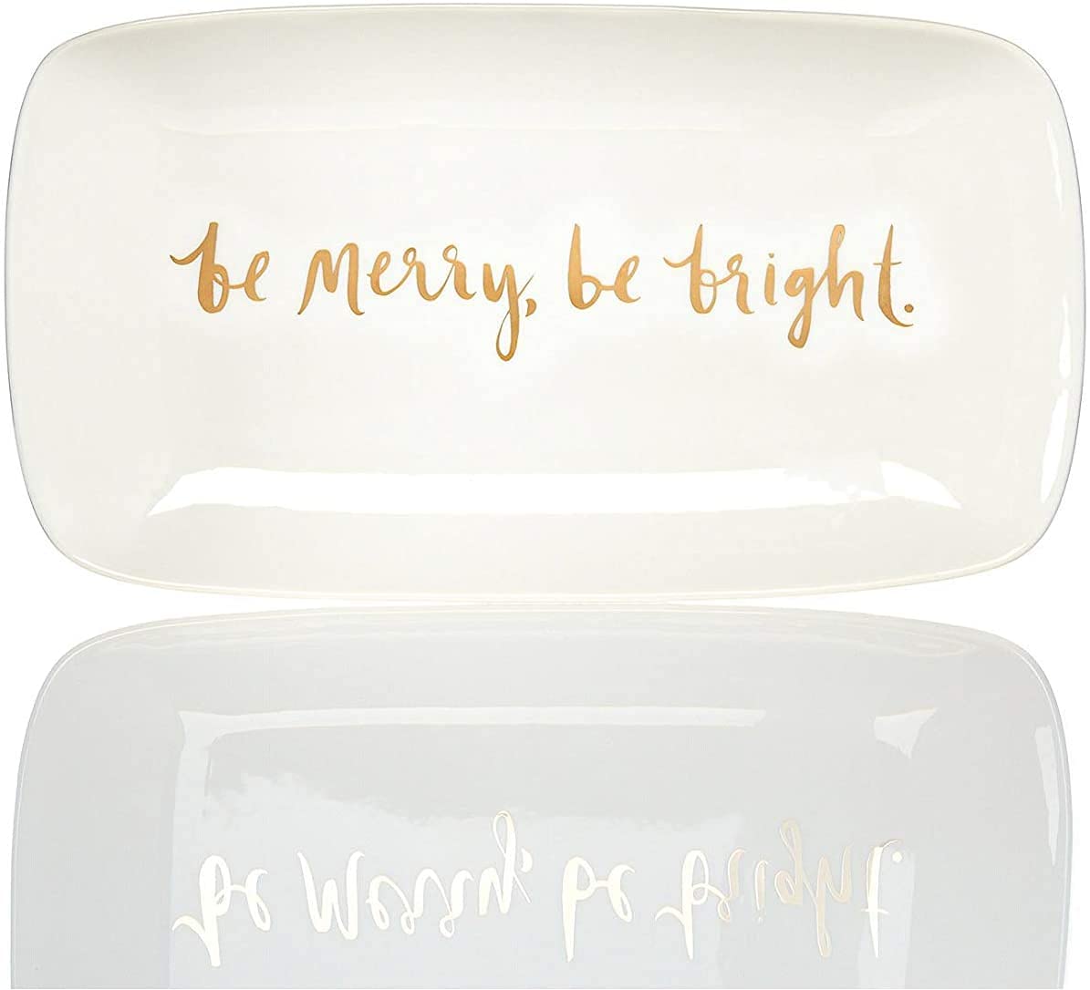 kate spade new york Arbor Village Be Merry Be Bright 13.75-in Hors D'Oeuvre Tray, White & Gold