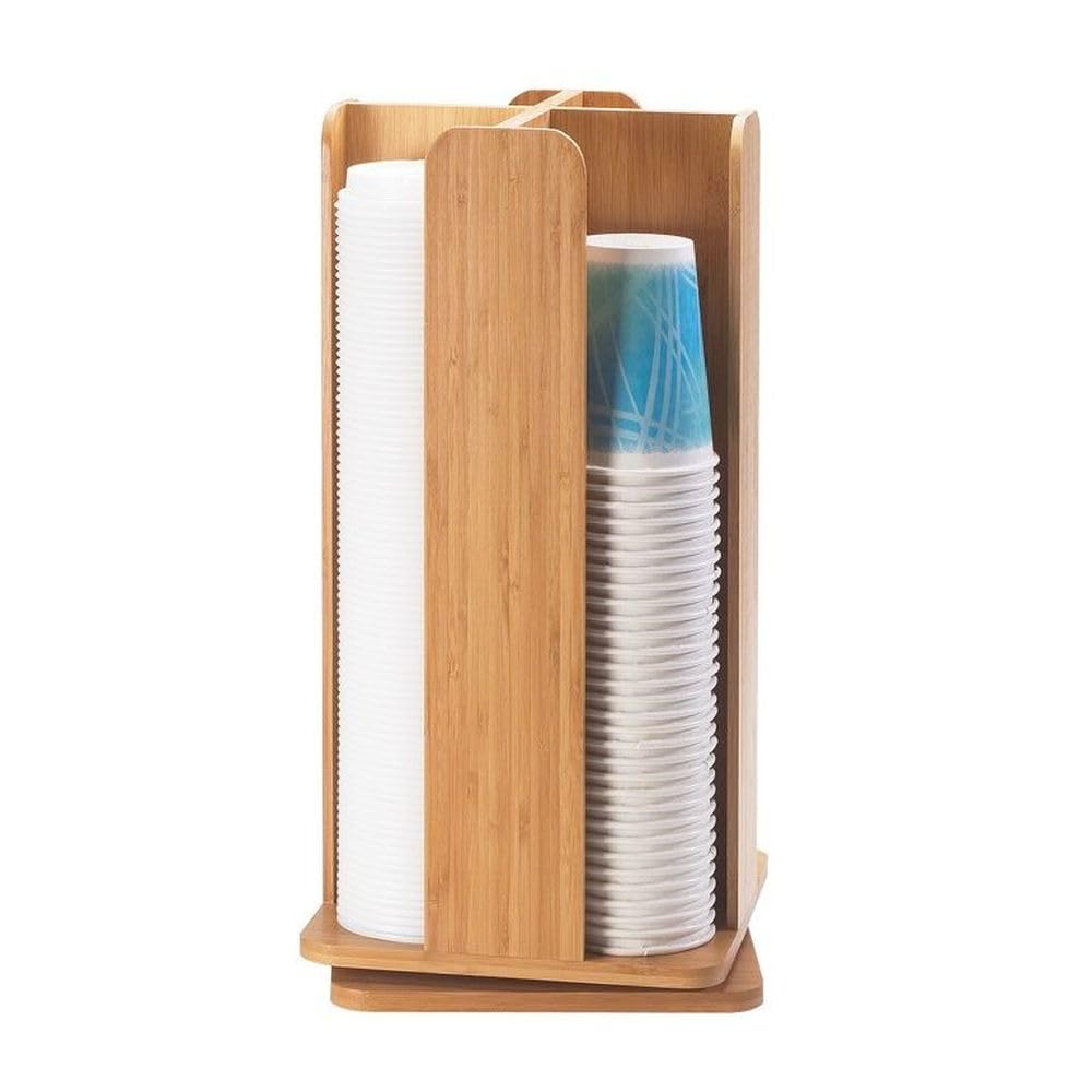 Bamboo Revolving Cup/Lid Organizer by CAL-MIL – 8"wx8"dx18.25"h, Bamboo, Model 378-60