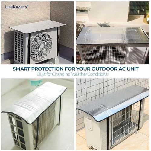 Image of SSOHTRA aluminium AC Outdoor Unit Cover | Heat-Insulated | Weather-Resistant AC Protector | Improves Energy Efficiency & Extends AC Lifespan | For Split AC 1.5 Ton | (Pani Wala Outd0r)