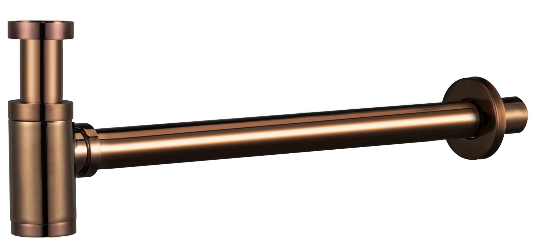 IMEX - Sifone per lavabo o bidet, set di scarico, trappola con apertura di pulizia + istruzioni per l'installazione - Sifone di design, sifone in oro rosa lucido - SCL002/NOR