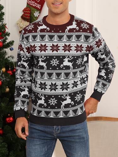 JouYooQ Yoetaun Mens Ugly Christmas Sweaters Long Sleeve Round Neck Xmas Pullovers for Party Knitted Soft Black4