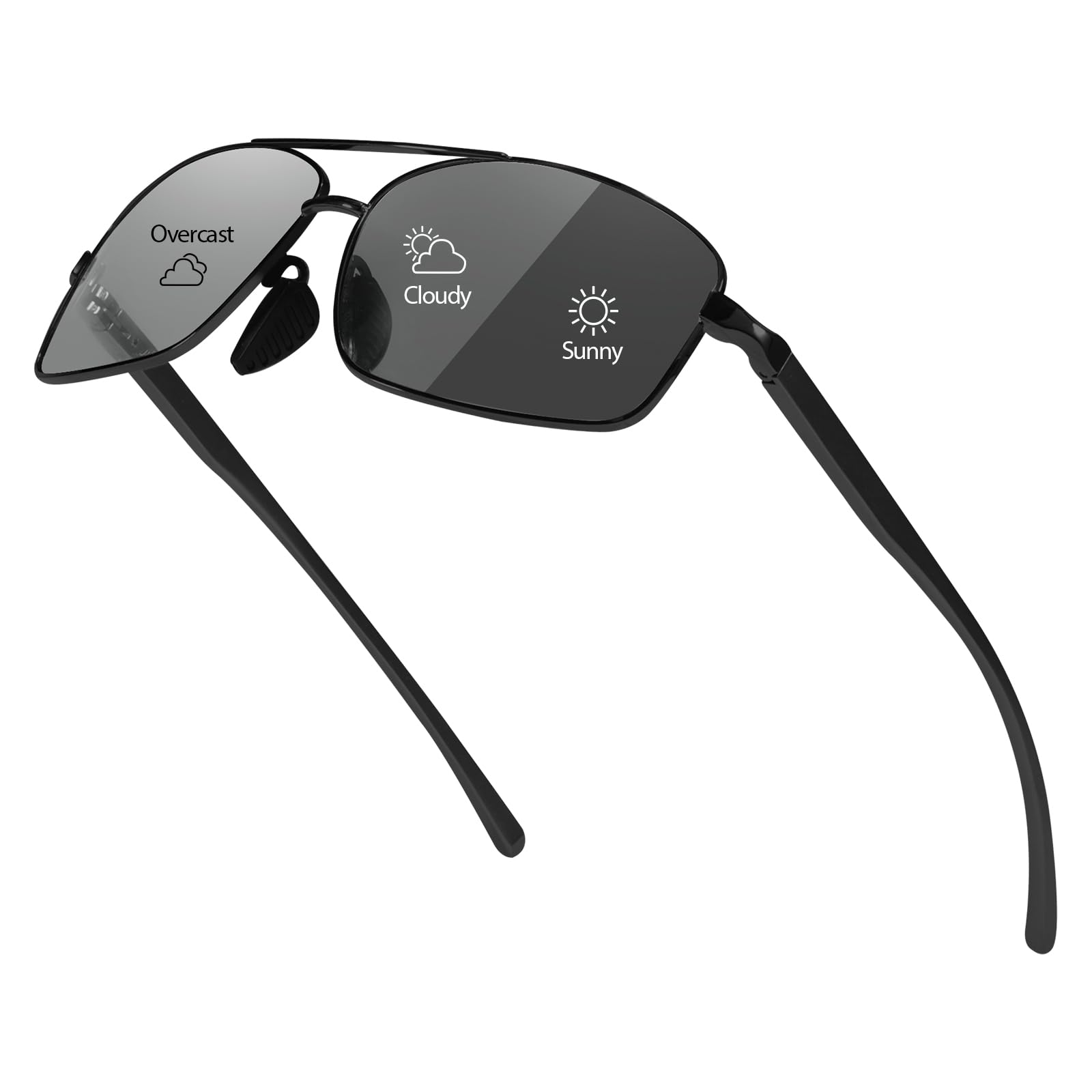 Myiaur Selbsttönend Sonnenbrille Herren Photochrome Polarisierte UV400 | Klassische Rechteckbrille, für Autofahren, Angeln & Outdoor