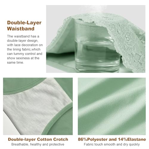 Women Tummy Control Underwear,High Waisted Lace Panties, High Cut Silky Soft Ladies Postpartum Brief Multipack4