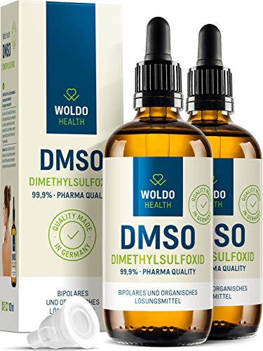 DMSO 2x 100 ml 99,9% zuiverheid farmaceutische kwaliteit - in bruine glazen fles