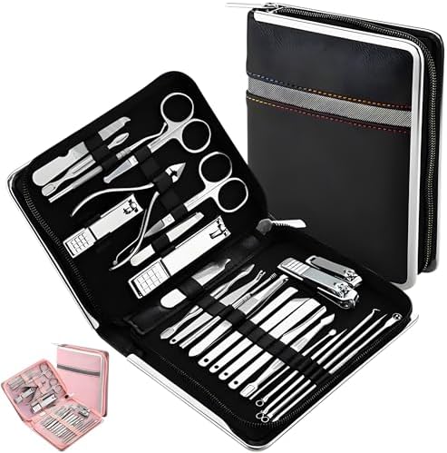 Kit Manicure e Pedicure com 26 Pçs - Alicate de Unha, Palito, Des...