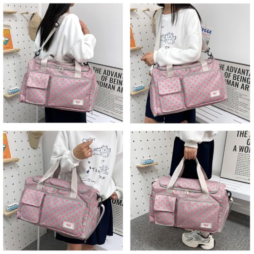 Image of Small Gym Bag for Women, Travel Duffle Bag Carry On Weekender Bag with Shoe Compartment