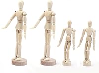 Vista 3 de DOGNNAK Paquete de 4 maniquíes articulados de madera articulada para familia de cuatro, papi, mamá, hermana, hermano, retrato familiar