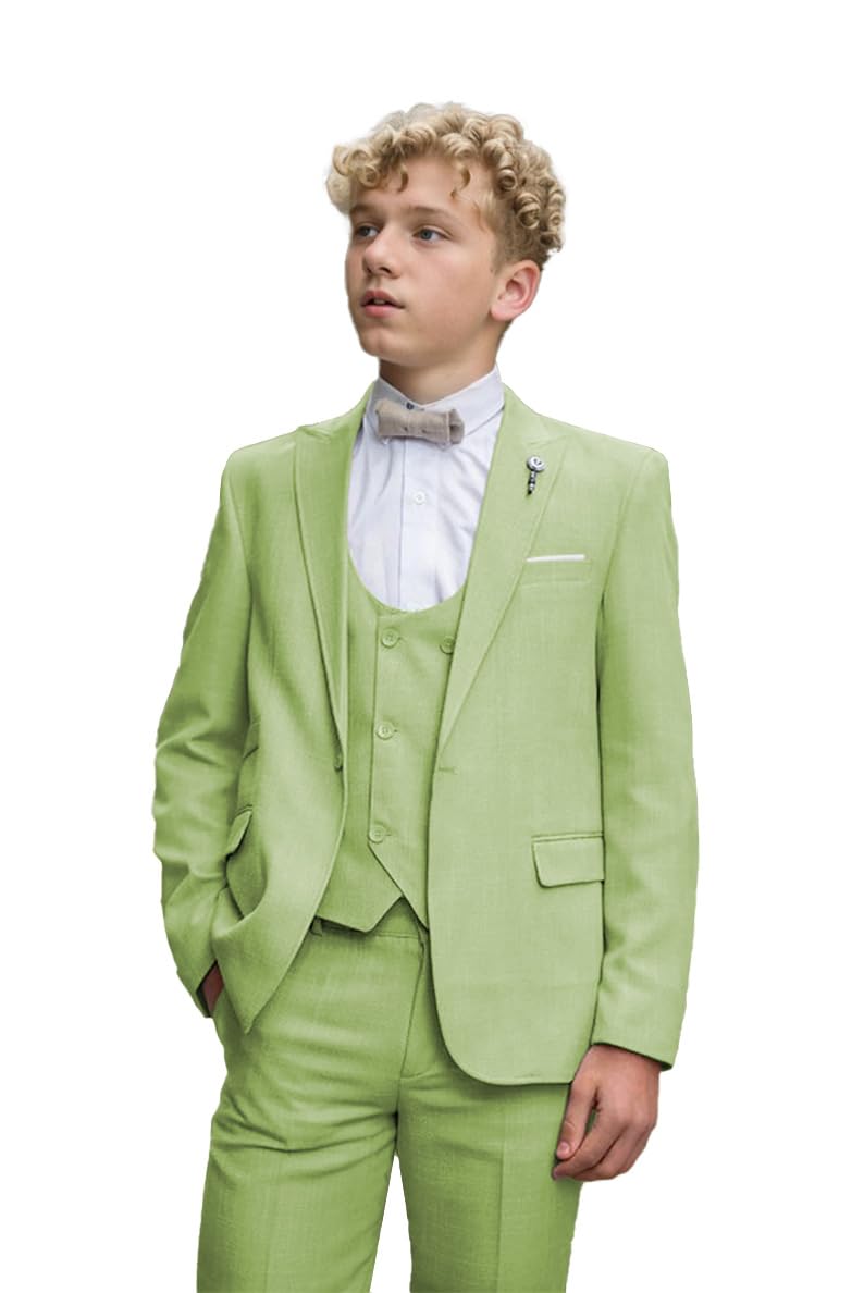 Jungen-Hochzeitsanzug, Leinen, Jungenanzug, Outfit, 3-teilig, Kinder-Smokings, Kinderparty, Abschlussball, Anzug, weißer Jungenanzug, karierter Anzug