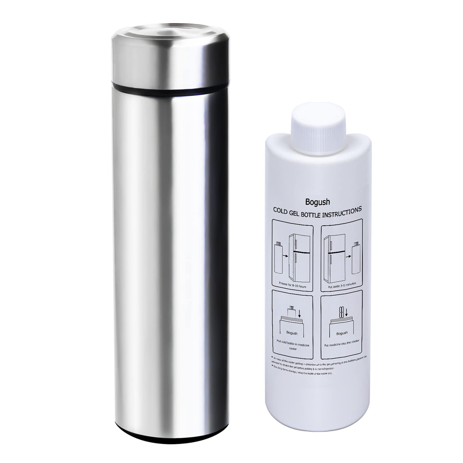 48H Insulin Pen Cooler Travel Case Portable Medicine Travel Cooler Bag Insulina Bottle with Biogel Ice Pack Medical Pen Holder Diabetic Supplies (Silver)