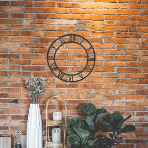 Image of balacoo Round Roman Numerals Mirror Wall Clock Sticker 25cm DIY Acrylic Decal for Entryway Decor Decorative Black Mirror Surface Numbers for Living Room Hotel and Home Accessories | Lightweight & damage-free wall decor. Just add your own mechanical hands to build a custom clock, or display as vintage art.