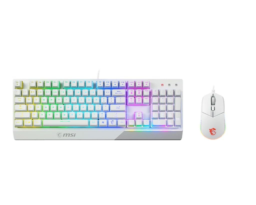 Pack Teclado (Ingles) + Raton Gaming MSI Vigor GK30 White US