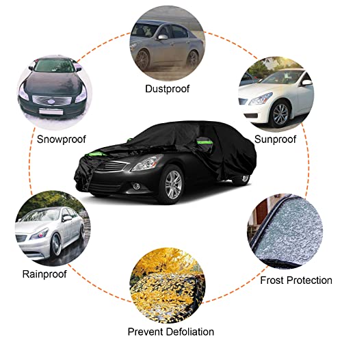 Image of Waterproof Car Covers Replace for 2003-2015 Infiniti G35 G37 Sedan, 6 Layers All Weather Custom-fit Car Cover with Zipper Door & Windproof Bands for Snow Rain Dust Hail Protection (G35 /G37 Sedan)