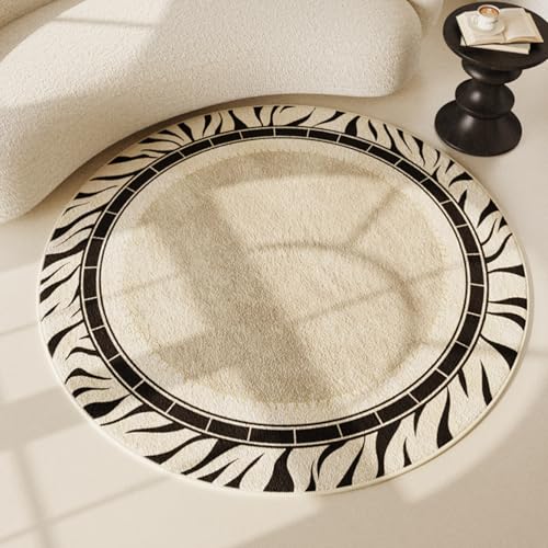 玄関マット 北欧風 円形 タイプ 幾何学ラグ カーペットマイクロファイバー 洗えるラグ ホットカーペット 滑り止め ラグマット リビング カーペット 絨毯 敷物 モダン 抽象 耐久性 ビンテージ 花柄4 2畳 防音マット 140*140cm 転倒防止 XF