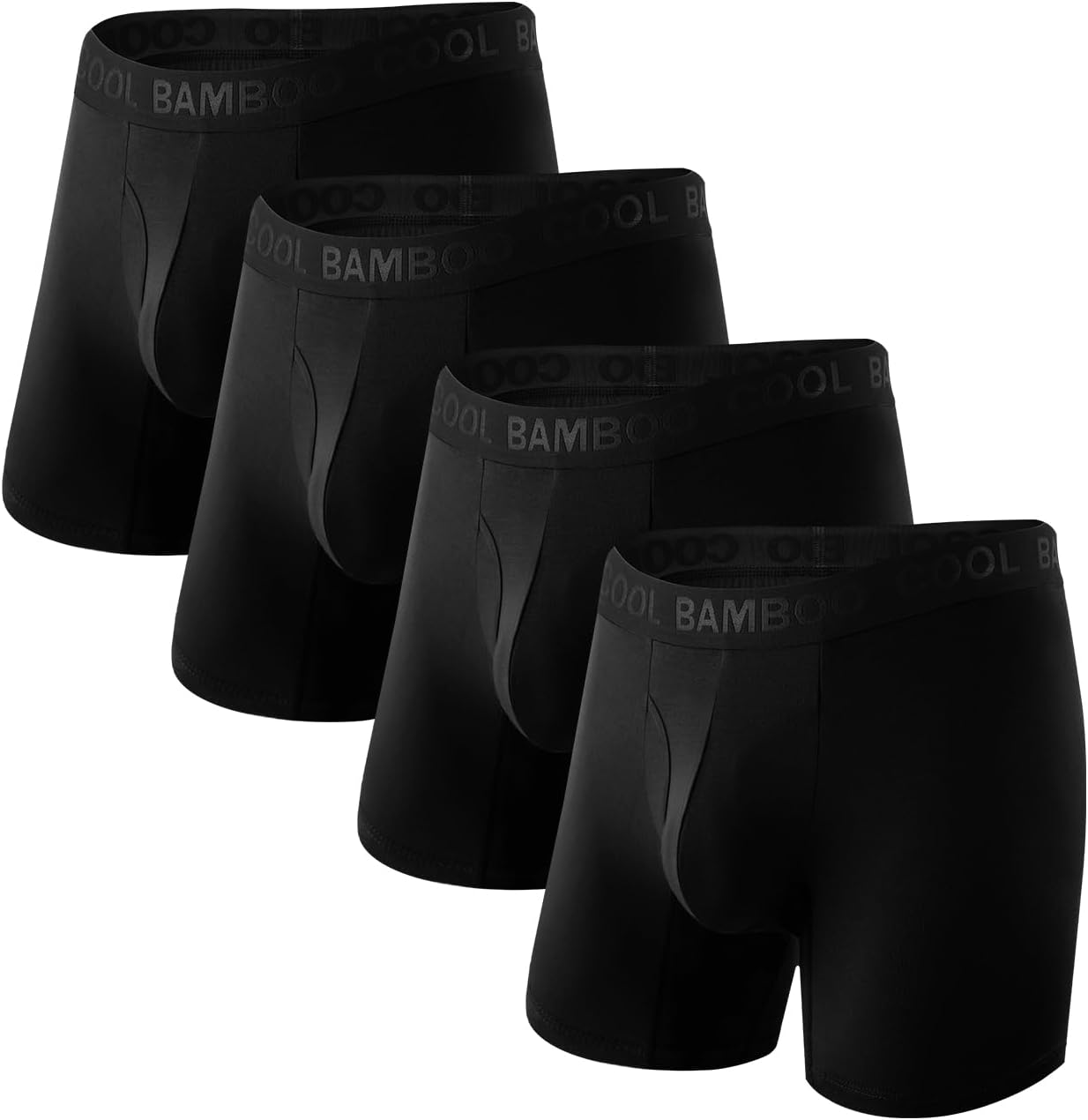 BAMBOO COOL Men's Soft Underwear,No Ride Up Boxer Briefs with Fly, Moisture Wicking & Breathable underwear for Men,Multipack
