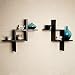 Set of 2 Reversed Criss Cross Black Shelves