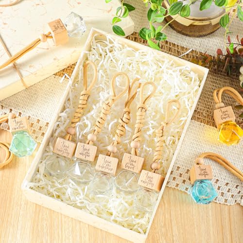 Image of Funnymoom 20 Pcs Employee Appreciation Gifts Bulk Empty Car Diffuser Air Freshener Ornament Hanging Glass Essential Oil Bottle Thank You Gift for Staff Teacher Students Nutritionist