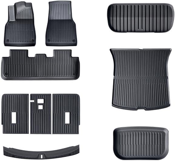 All-Weather Floor Mats 10PCS Compatible with Tesla 2025 Model Y Juniper 5 Seater Complete Set with Trunk Liner Full Set Custom Fit Accessories