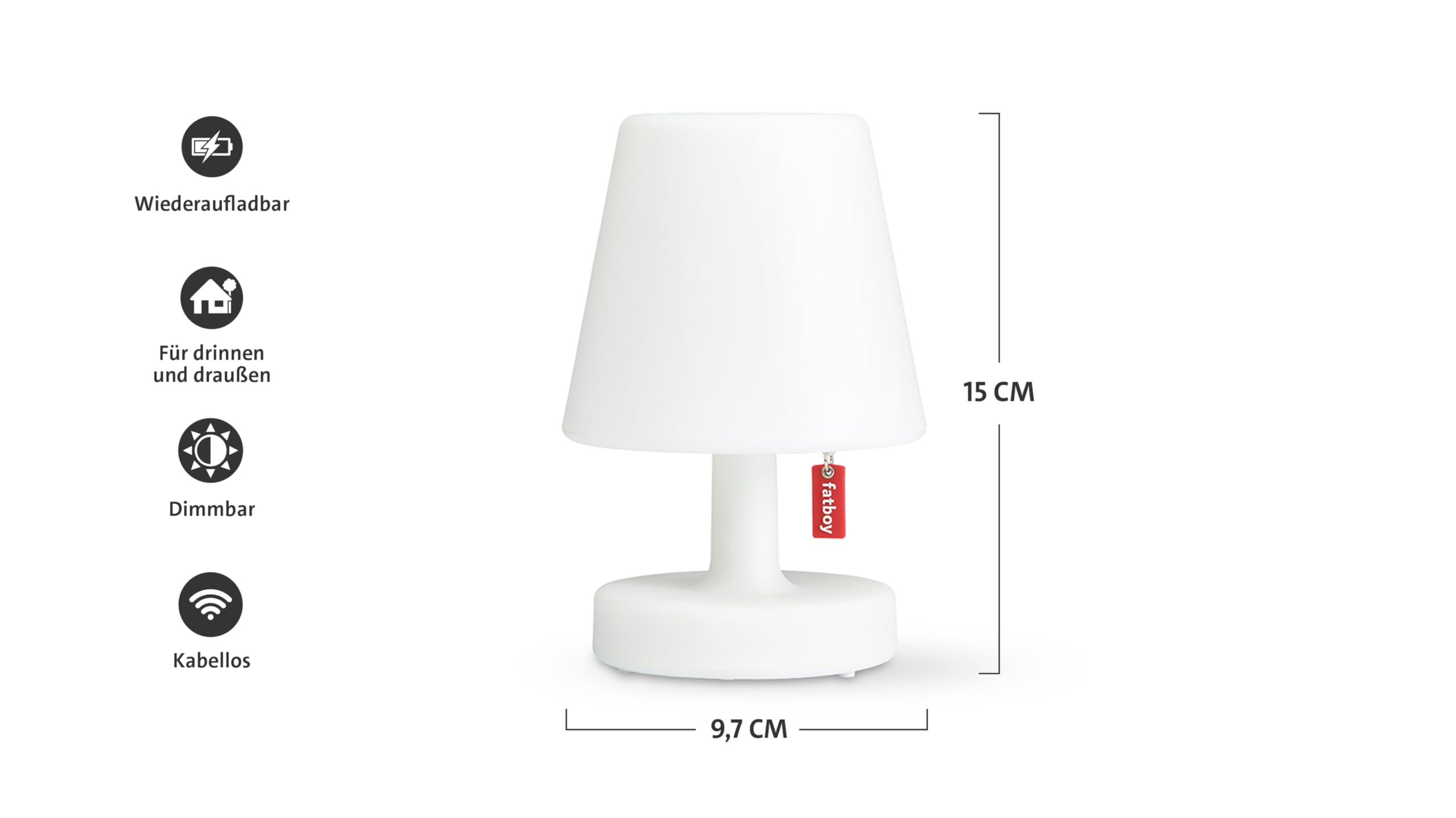 Fatboy Edison La Surprise DUO pack LED Tischlampe Mini - Dimmbare Nachttischlampe mit Ladefunktion - Kabellos - Akku für 6 bis 20 Stunden - 3000K Leselampe - Indoor Outdoor Tischleuchte - 15cm Höhe