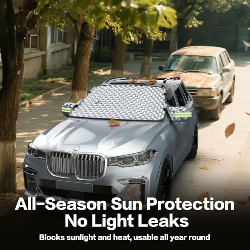 AUTOWOEL Exterior Windshield Cover for Ice and Snow, Graphene Grid Heavy-Duty Windshield Sun Shade, Car Snow Shield with Mirror Covers, Wiper Area Coverage for Cars, SUVs and Trucks, Large by AUTOWOEL - Image 9