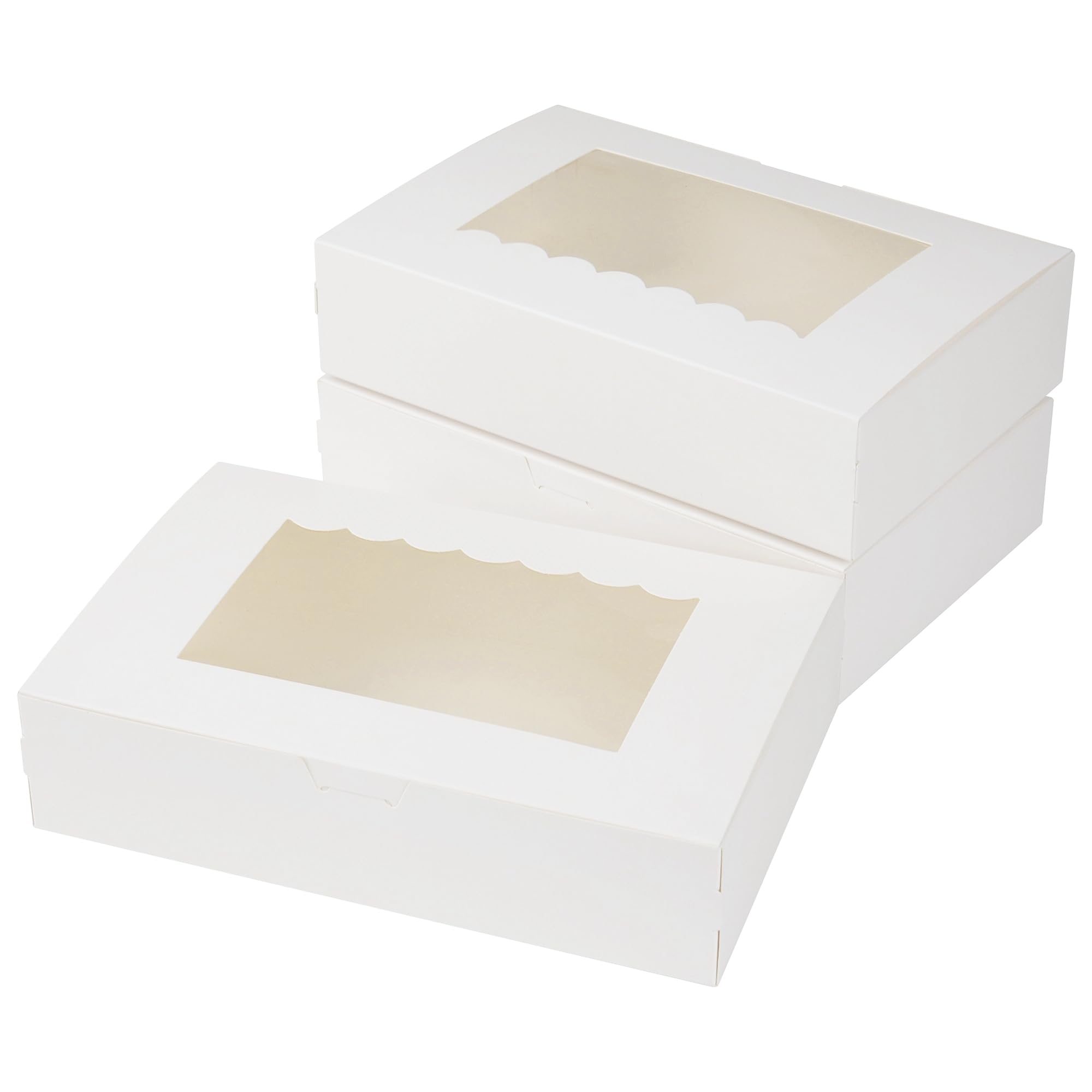 KEYIDO 20 Pack Cookie Boxes with Window, 8.5”×5.5”×2” Sweet Boxes, White Cardboard Bakery Boxes