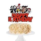 Horror Birthday Cake Topper and 32Pcs Horror Classic Movie Cupcake Toppers Horror Movie Cupcake Topper Horror Movie Cake Decorations Horror Birthday Party Decorations