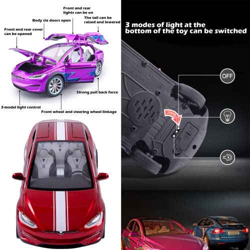 Fesvasdee Model Car 1/20 Scale Sport Racing Version Pull Back Vehicles Diecast Car Metal Model Cars With Sound And Light For Kids Age 3 Year And Up Red #TOP3