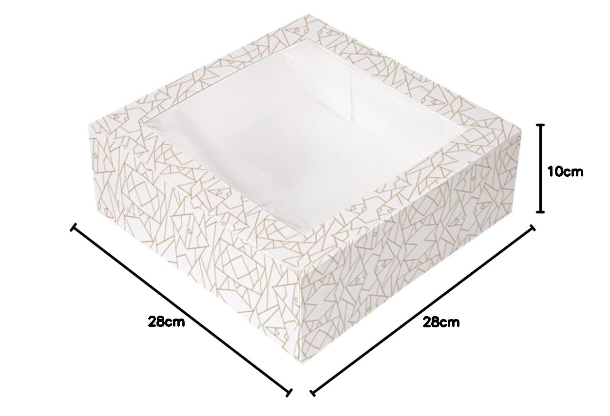 50 pezzi - Scatole per pasticceria con finestra 'Thepack' 250 g/M2 + Opp 28 x 28 x 10 cm bianco cartone ondulato Nano-Micro