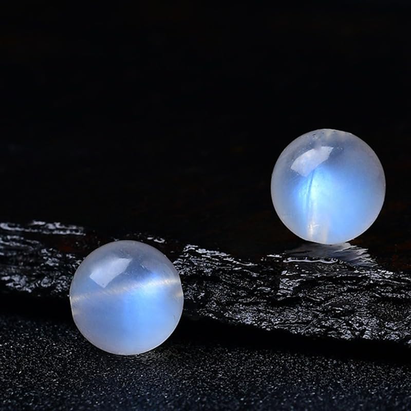Lot de 5 Perles Rondes en Pierre de Lune Naturelle de 6 à 12 mm, Perles d'espacement en Cristal de Labradorite pour la Fabrication de Bracelets, Colliers et Bijoux Faits Main