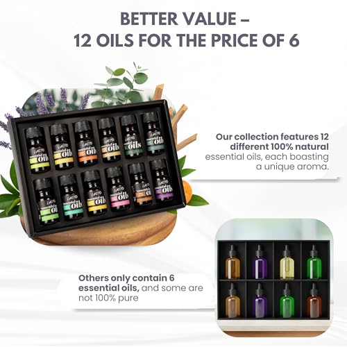 Laeto Essential Oils Set 12 x 5ml | 100% Pure Essential Oils for Diffusers, Burners & Humidifiers | Aromatherapy Oil Gift Collection with Lavender, Peppermint, Lemon, Orange & More - Image 5