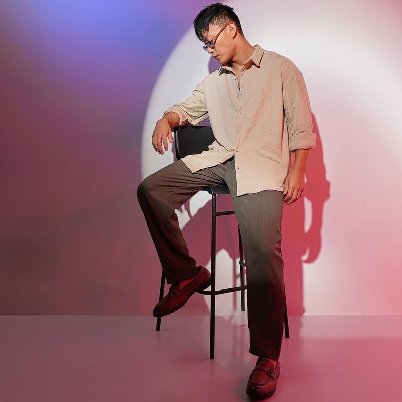 Image of CAHOOT Men's Solid Utility Shirt | Casual Wear | Spread Collar | Long Sleeve | Button Closure | Shirt Crafted with Comfort Fit for Everyday Wear