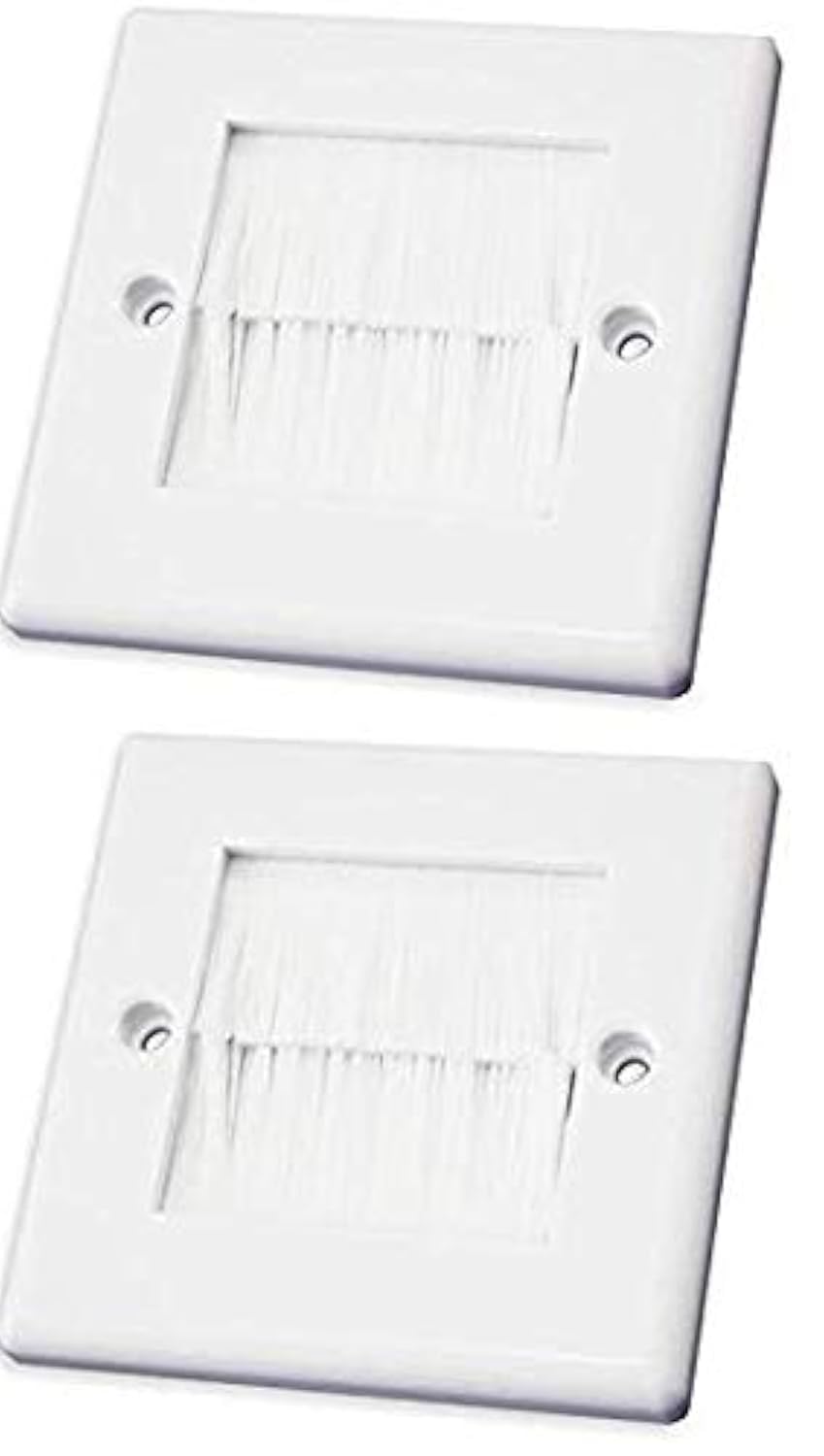 electrosmart White Single Gang Brushplate with White Brushes/Brush Strip Wallplate/Wall Plate/Faceplate Cable Tidy for Wall Mounted Plasma TV etc (Quantity 2)