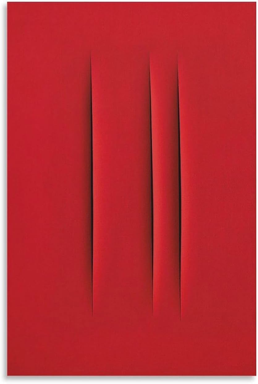 ZZYGGN GMGSW Lucio Fontana Posters《Untitled》Painting Minimalist Wall Art Red Picture Lucio Fontana Canvas Prints for Living Room Decor 40x50cmx1 Frameless