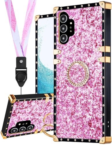 Coque Note 10 Plus carrée avec anneau de support et dragonne de maintien chic