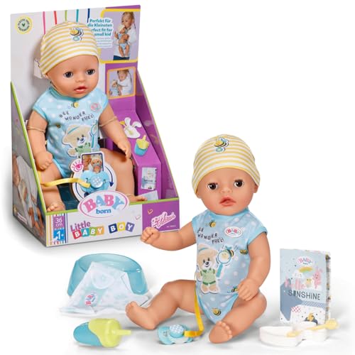 BABY born Little Baby Boy, Muñeca bebé con 7 Funciones para niños y niñas a Partir de 1 año, Funciona sin Pilas, Muñeca de 36 cm, 834602 Zapf Creation