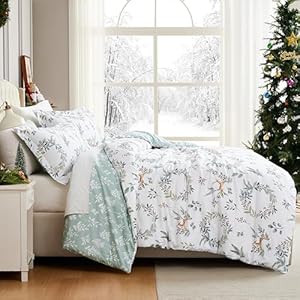 Southshore Fine Living, Inc. Christmas Bedding, Queen Duvet Cover/Full Size Comforter Cover with 2 Pillow Shams, Reversible Holiday Bedding Set, Duvet Queen Size/Full Size, Wreath & Reindeer Print Southshore Fine Living Inc Christmas Bedding Queen Duvet CoverFull Size Comforter Cover with 2 Pillow Shams Reversible Holiday Bedding Set Duvet Queen SizeFull Size Wreath Reindeer Print