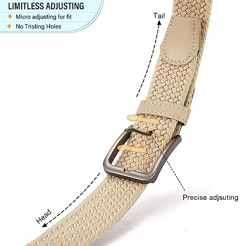 Image of DOOPAI Braided Stretch Belt for Men, Elastic Woven Belt, casual Fabric Golf Belt, 1 3 /8 inch for golf pants jeans, Gift Box