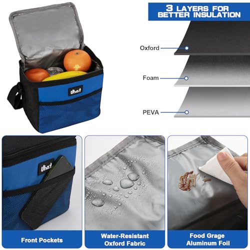 Uhat Adult Cooler Lunch Box Small Cool Bag 5L Dual Compartment Thermal Bag for Work School Day Trip (Blue) - Image 4