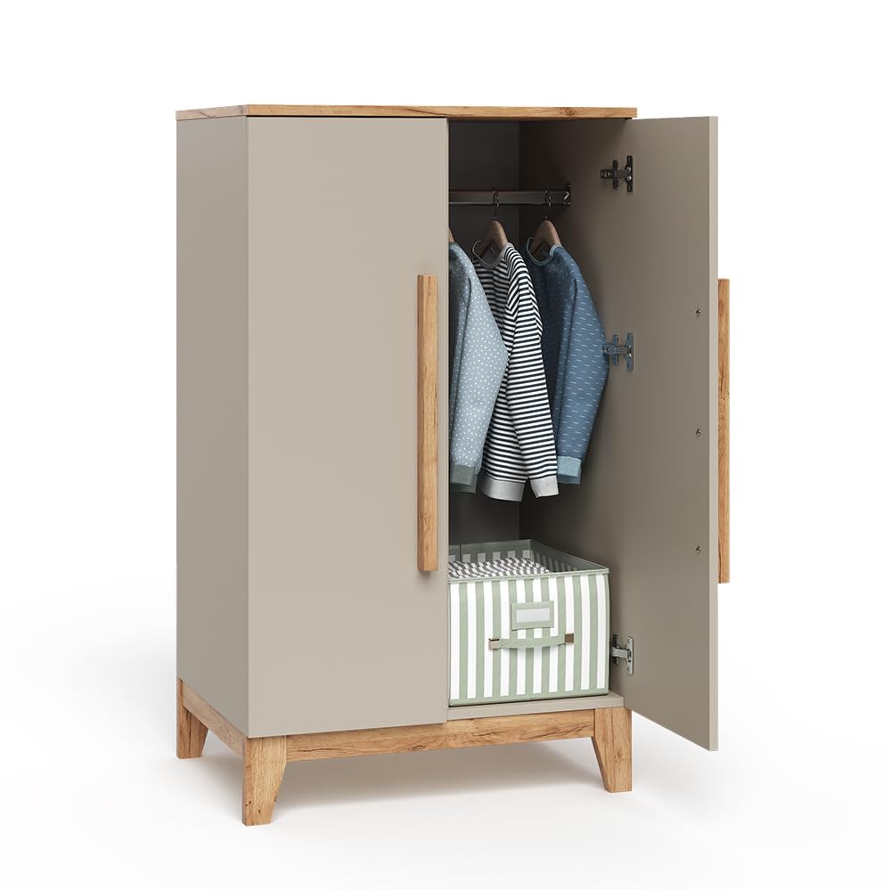 VitaliSpa Armoire pour Enfants Malia, Cachemire/Artisan, 70x120cm, pour Le Rangement des vêtements pour Enfants et combinable