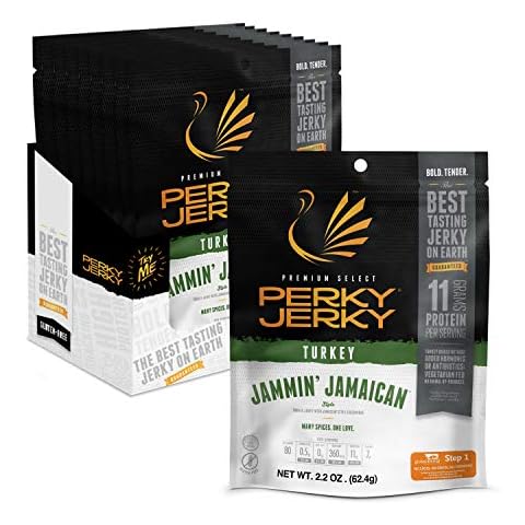 Perky Jerky Antibiotic Free Turkey Jamaican, 2.2 ounce bags (Pack of 8) Cover