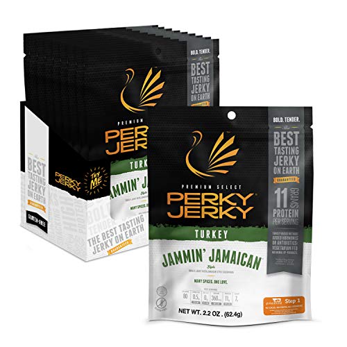 Perky Jerky Antibiotic Free Turkey Jamaican, 2.2 ounce bags (Pack...