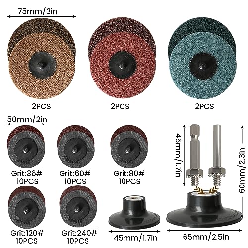 Homeidol CJ01-WJ60-US 60Pcs 2 Inch And 3 Inch Roll Lock Quick Change Discs Set thumb #2