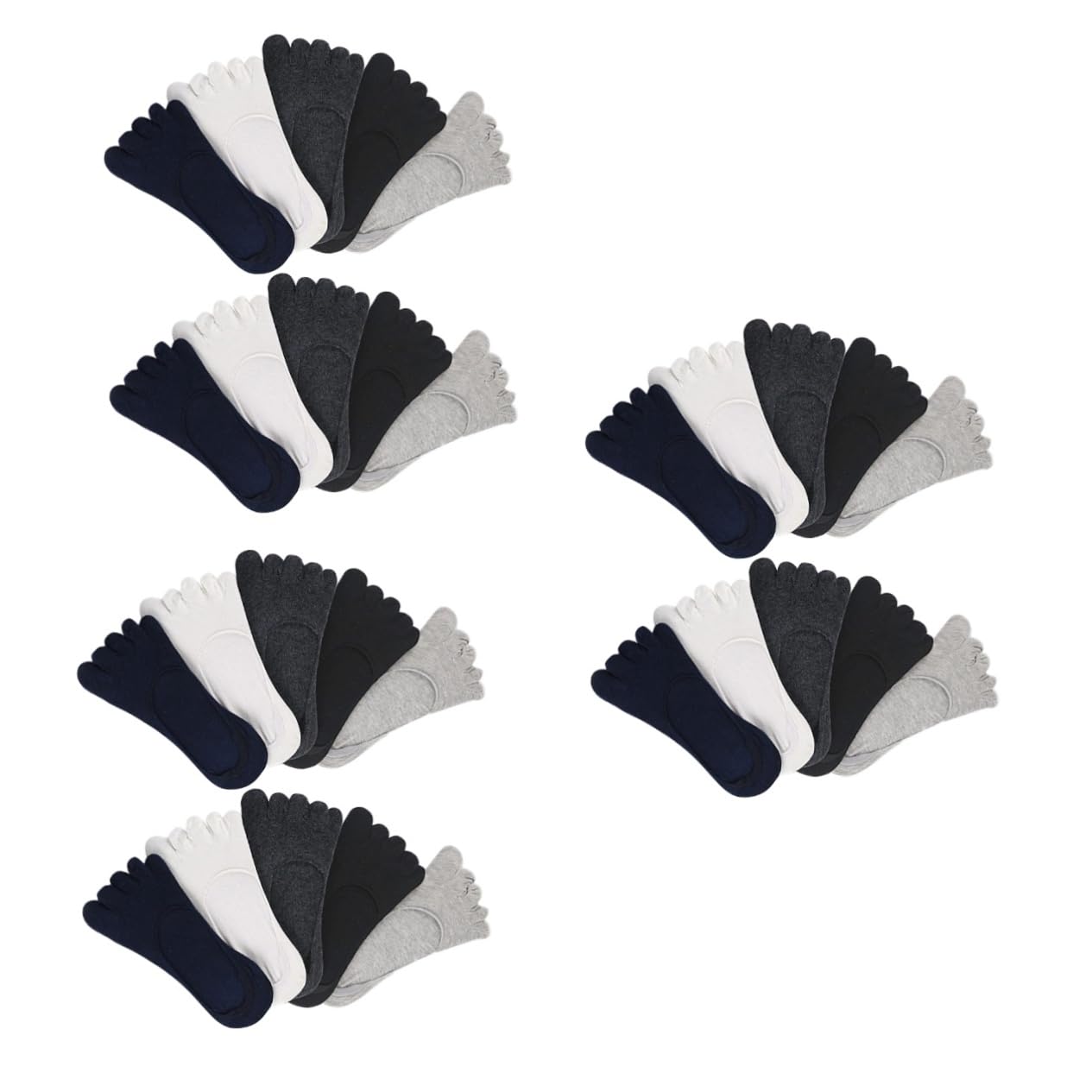 Gatuida 3er-sets Unsichtbare Socken Für Damen Fünf-finger-bootssocken Flache Socken Baumwollmaterial 5 Paar * 3